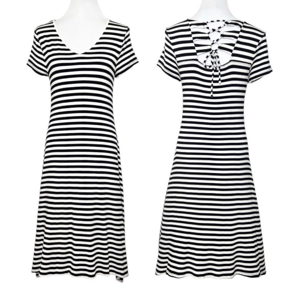 Black and white striped dress - Picture 1 of 5